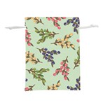 Berries Flowers Pattern Print Lightweight Drawstring Pouch (S) Front