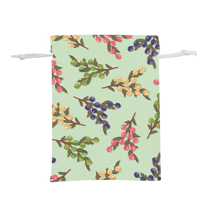 Berries Flowers Pattern Print Lightweight Drawstring Pouch (S)