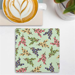 Berries Flowers Pattern Print Uv Print Square Tile Coaster  by Maspions