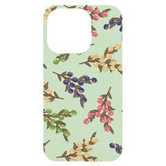 Berries Flowers Pattern Print Iphone 14 Pro Black Uv Print Case by Maspions