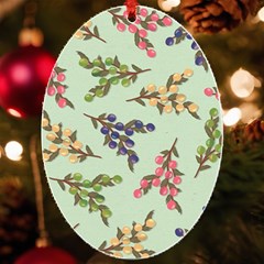 Berries Flowers Pattern Print Uv Print Acrylic Ornament Oval by Maspions