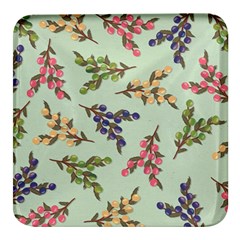 Berries Flowers Pattern Print Square Glass Fridge Magnet (4 Pack)