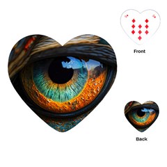 Eye Bird Feathers Vibrant Playing Cards Single Design (heart)