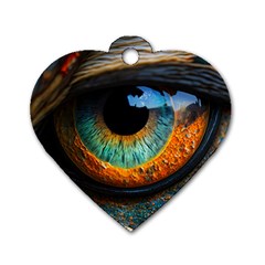 Eye Bird Feathers Vibrant Dog Tag Heart (one Side) by Hannah976