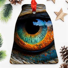 Eye Bird Feathers Vibrant Bell Ornament (two Sides) by Hannah976