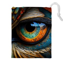 Eye Bird Feathers Vibrant Drawstring Pouch (5xl) by Hannah976