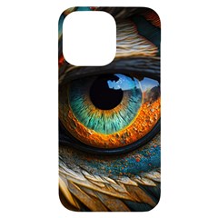 Eye Bird Feathers Vibrant Iphone 14 Pro Max Black Uv Print Case by Hannah976