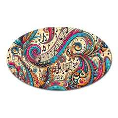 Paisley Print Musical Notes Oval Magnet by RiverRootz