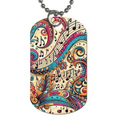 Paisley Print Musical Notes Dog Tag (two Sides) by RiverRootz