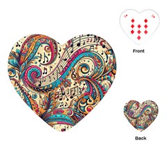 Paisley Print Musical Notes Playing Cards Single Design (heart) by RiverRootz