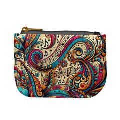 Paisley Print Musical Notes Mini Coin Purse by RiverRootz