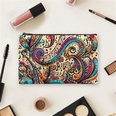 Paisley Print Musical Notes Cosmetic Bag (medium) by RiverRootz