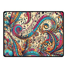 Paisley Print Musical Notes Fleece Blanket (small) by RiverRootz