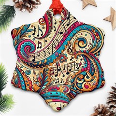 Paisley Print Musical Notes Ornament (snowflake) by RiverRootz