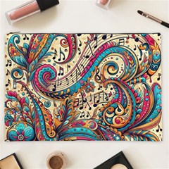 Paisley Print Musical Notes Cosmetic Bag (xxl) by RiverRootz