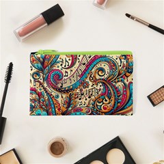 Paisley Print Musical Notes Cosmetic Bag (xs) by RiverRootz