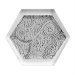 Paisley Print Musical Notes Hexagon Wood Jewelry Box Front