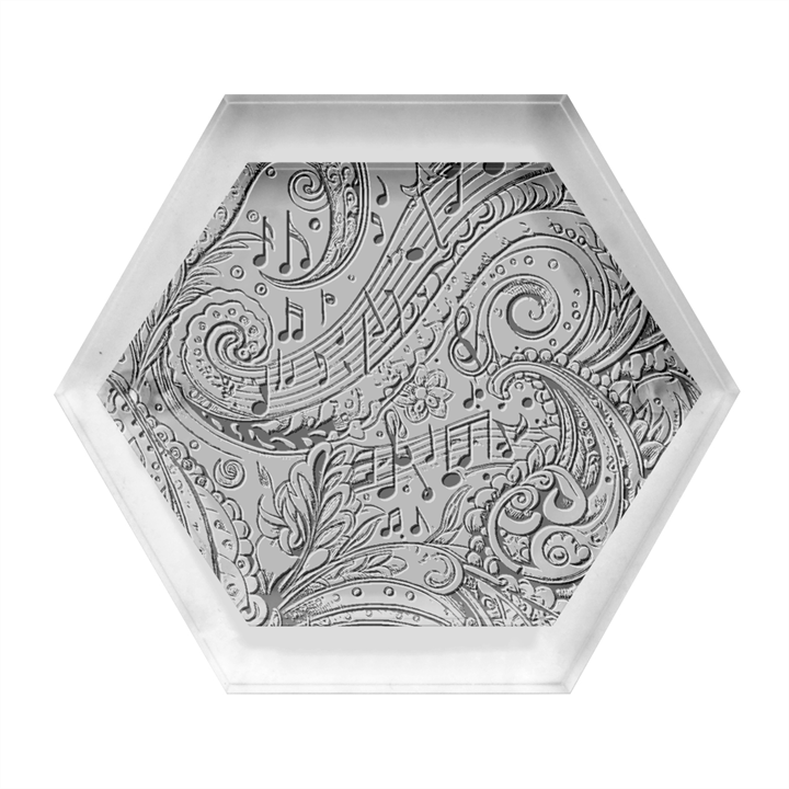 Paisley Print Musical Notes Hexagon Wood Jewelry Box