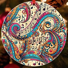 Paisley Print Musical Notes Uv Print Acrylic Ornament Round