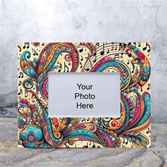 Paisley Print Musical Notes White Tabletop Photo Frame 4 x6  by RiverRootz