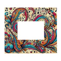 Paisley Print Musical Notes White Wall Photo Frame 5  X 7  by RiverRootz