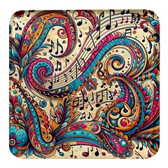 Paisley Print Musical Notes Square Glass Fridge Magnet (4 Pack) by RiverRootz