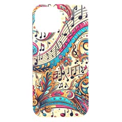 Paisley Print Musical Notes Iphone 15 Plus Black Uv Print Pc Hardshell Case