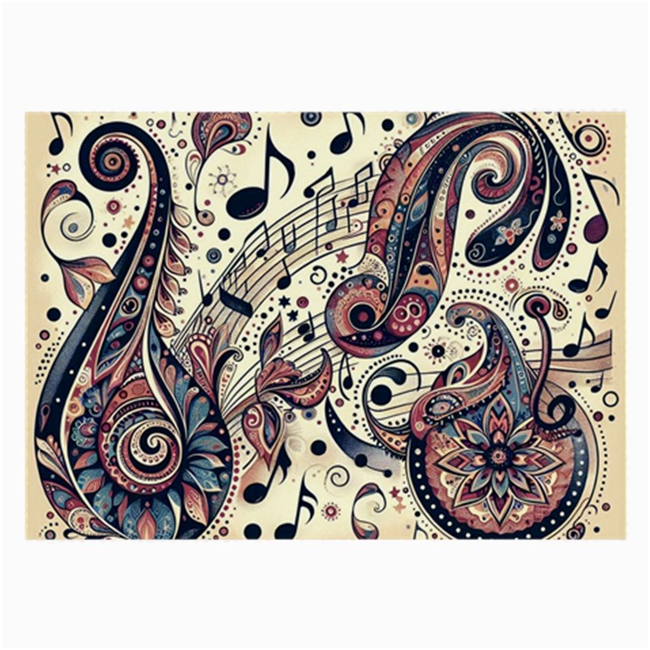 Paisley Print Musical Notes8 Large Glasses Cloth