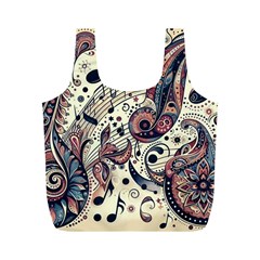 Paisley Print Musical Notes8 Full Print Recycle Bag (m) by RiverRootz