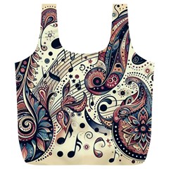 Paisley Print Musical Notes8 Full Print Recycle Bag (xl) by RiverRootz