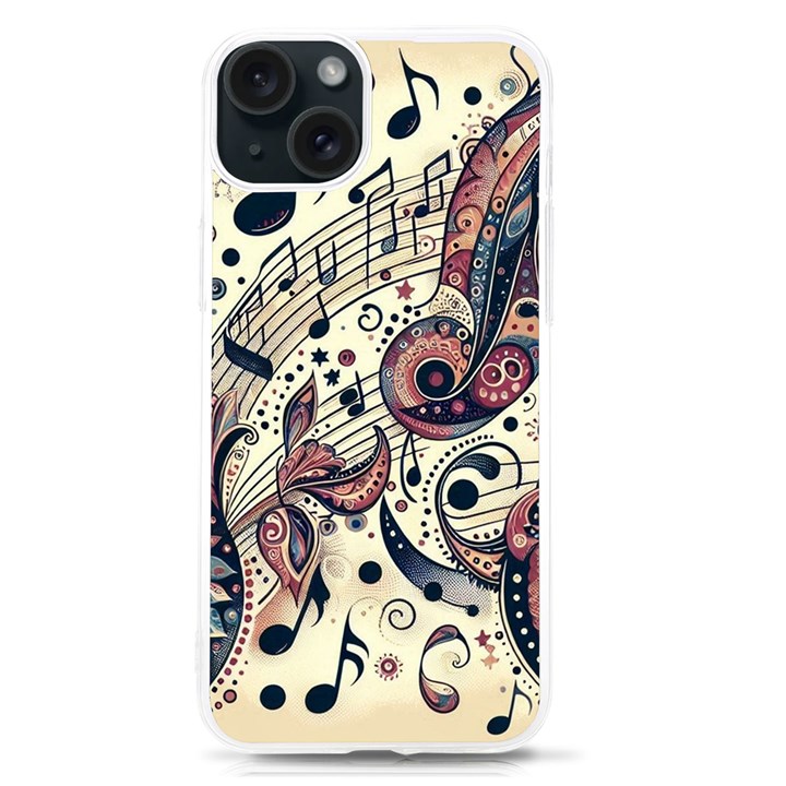 Paisley Print Musical Notes8 iPhone 15 TPU UV Print Case