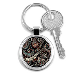 Paisley Print Musical Notes7 Key Chain (round) by RiverRootz