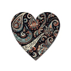 Paisley Print Musical Notes7 Heart Magnet