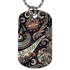 Paisley Print Musical Notes7 Dog Tag (one Side) by RiverRootz