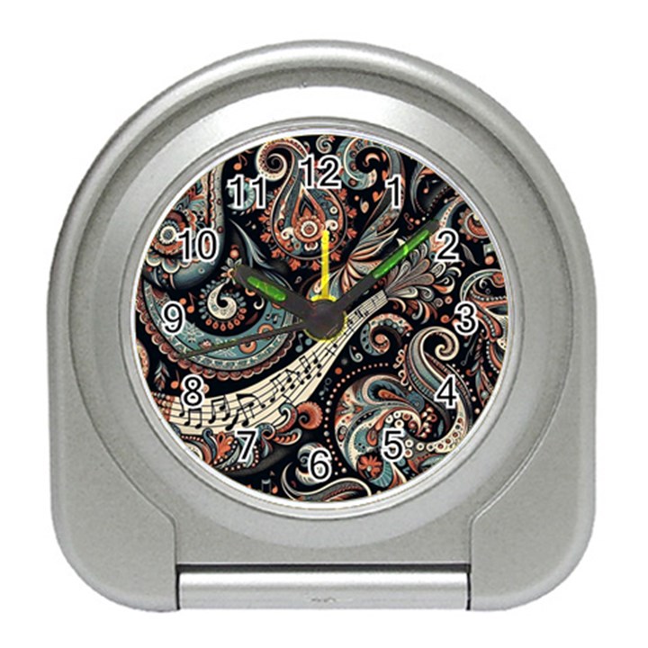 Paisley Print Musical Notes7 Travel Alarm Clock