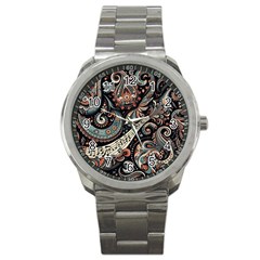 Paisley Print Musical Notes7 Sport Metal Watch by RiverRootz