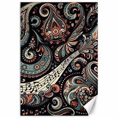 Paisley Print Musical Notes7 Canvas 12  X 18  by RiverRootz