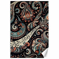 Paisley Print Musical Notes7 Canvas 24  X 36  by RiverRootz