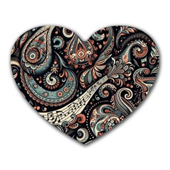 Paisley Print Musical Notes7 Heart Mousepad by RiverRootz