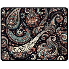 Paisley Print Musical Notes7 Fleece Blanket (medium) by RiverRootz