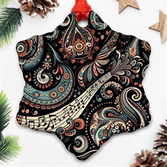 Paisley Print Musical Notes7 Snowflake Ornament (two Sides) by RiverRootz