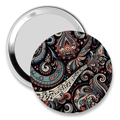 Paisley Print Musical Notes7 3  Handbag Mirrors by RiverRootz