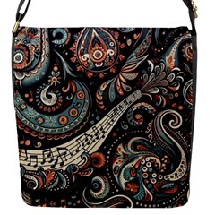 Paisley Print Musical Notes7 Flap Closure Messenger Bag (s) by RiverRootz