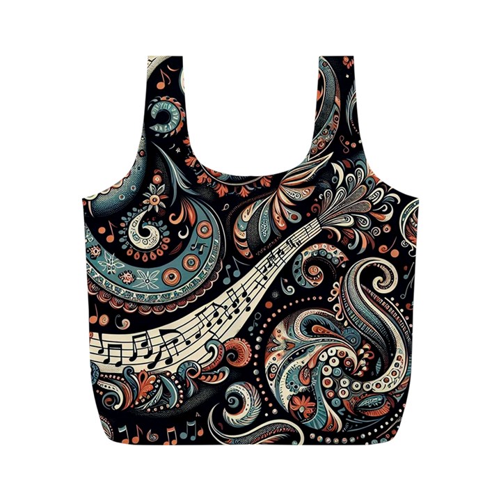 Paisley Print Musical Notes7 Full Print Recycle Bag (M)