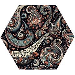 Paisley Print Musical Notes7 Wooden Puzzle Hexagon by RiverRootz