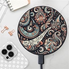 Paisley Print Musical Notes7 Wireless Fast Charger(black) by RiverRootz