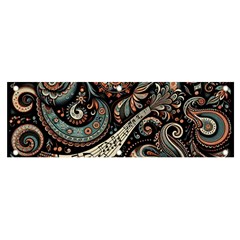 Paisley Print Musical Notes7 Banner And Sign 6  X 2  by RiverRootz