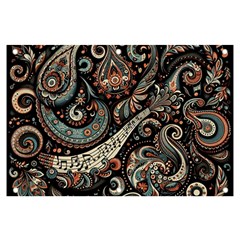 Paisley Print Musical Notes7 Banner And Sign 6  X 4  by RiverRootz