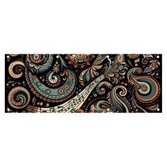 Paisley Print Musical Notes7 Banner And Sign 8  X 3  by RiverRootz