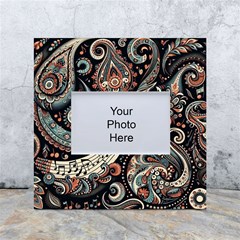 Paisley Print Musical Notes7 White Box Photo Frame 4  X 6  by RiverRootz